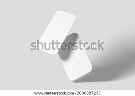 Vertical Round Corner Business Card White Blank 3D Rendering Mockup Foto d'archivio © 