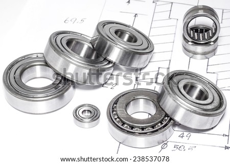 Ball bearings and Technical drawings for industry.
