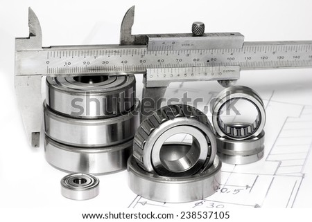 Ball bearings and Technical drawings for industry.
