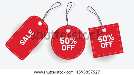 red discount label with various shape - Vector