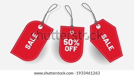 Label Discount price tag, red with various shapes Vector