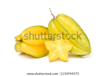Ripe Star fruit with slice isolated on white background (Averrhoa carambola, star apple, starfruit)  Сток-фото © 