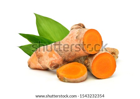 Similar – Image, Stock Photo Turmeric roots and powder in a white bowl on a grey wooden table. Close up. Spice.