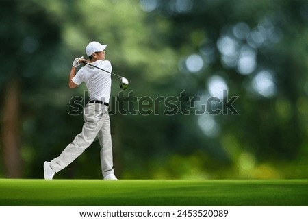 Similar – Image, Stock Photo Golf balls and clubs on golf course