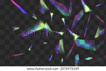 Shiny Refraction Vector Transparent Background. Rainbow Cristal Dreamy Template. Holo Prism Glint Design. Glow Isolated Glitch Border.