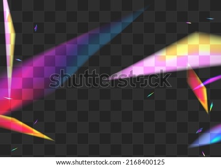 Holographic Cristal Vector Transparent Background. Hologram Spectrum Dreamy Poster. Color Flash Overlay Backdrop. Bright Glamour Lens Design.