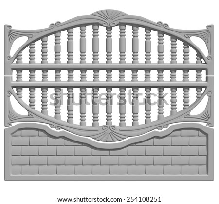 Illustration of a concrete fence on white background, product image to be included in the catalog