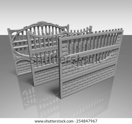 Illustration of a concrete fence on white background, product image to be included in the catalog