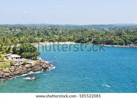Landscape of Sri Lanka Indian ocean coastline, Ceylon. Horizontal image. View from Dondra Lighthouse in Matara