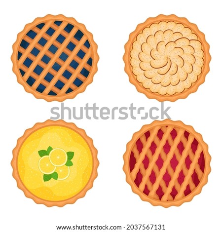 Similar – Image, Stock Photo Sliced blueberry pie. Lattice crust cake top view