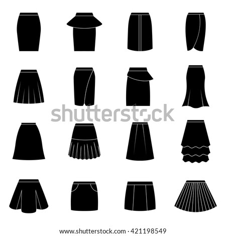 Set Of Black Skirts, Vector Illustration - 421198549 : Shutterstock