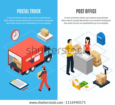 Two Vertical Mail Isometric Banner Set