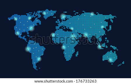 Global internet or social media technology network on earth map concept vector illustration