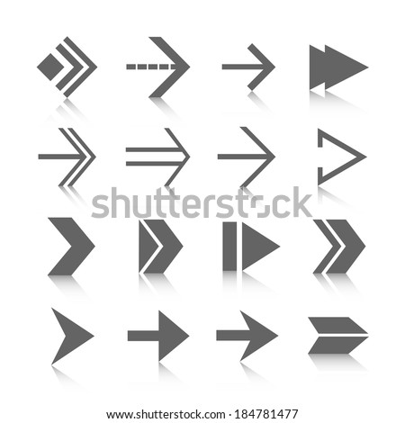 Black arrows symbols pictograms set isolated vector illustration