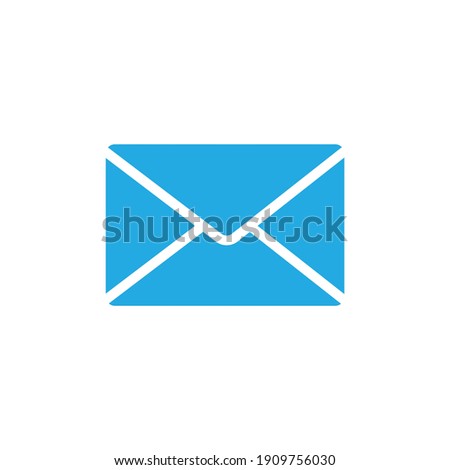 Flat icon of unread message in blue color vector illustration