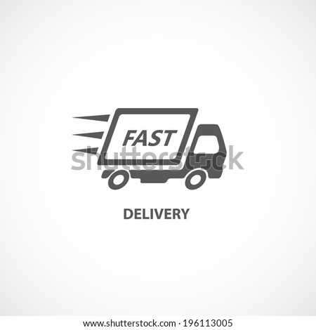 Fast delivery icon silhouette shipping truck isolated on white background vector illustration