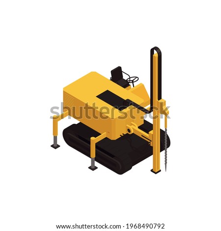 Water well drilling machine isometric icon 3d vector illustration