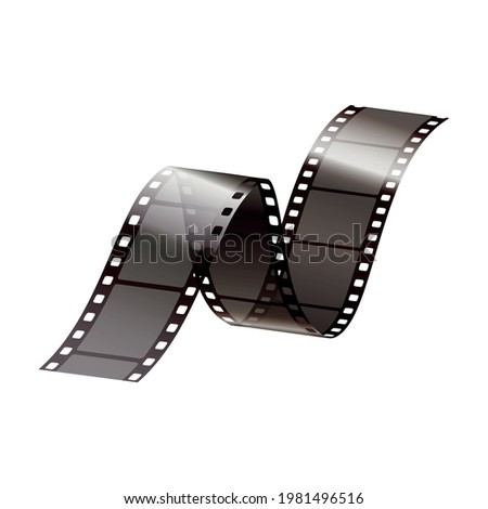 Realistic icon with twisted piece of film strip vector illustration