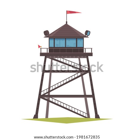 Forest ranger fire tower cartoon icon vector illustration
