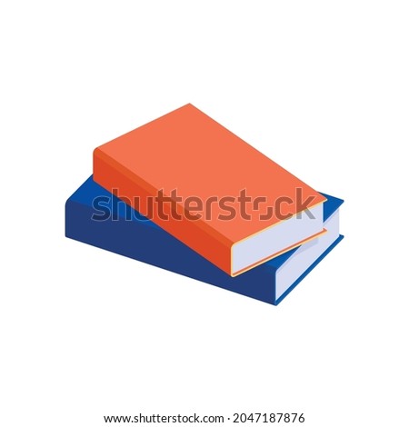 Two isometric colorful books on white background 3d vector illustration
