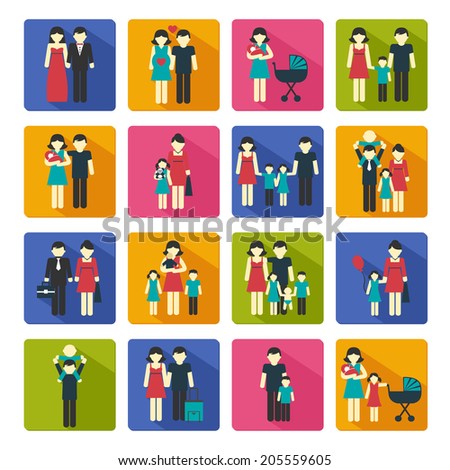 Family people figures website icons set of parents children married couple isolated vector illustration