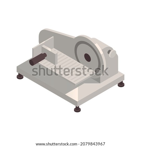 Butcher isometric composition with isolated image of meat cutter with blades and handle vector illustration Foto stock © 