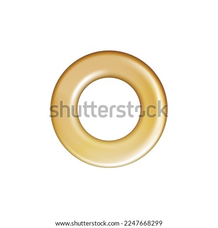 Realistic golden metal washer on white background vector illustration