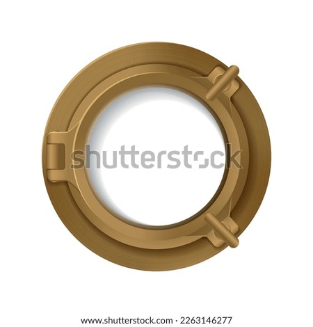Porthole realistic composition with isolated image of metal frame for window of the vessel on blank background vector illustration