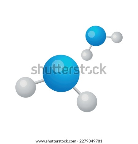 Two color h2o molecule model in flat style vector illustration