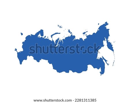 Flat blue russia map icon on white background vector illustration