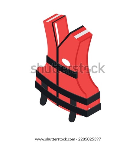 Red life vest isometric icon 3d vector illustration