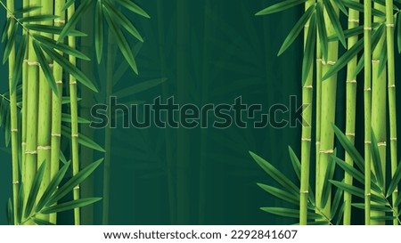 Branches tropical jungle bamboo composition with darkened rainforest background surrounded by images of exotic plants leaves vector illustration