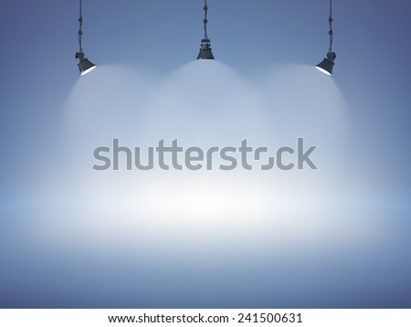 Spot light abstract club gallery theater interior 3d realistic background vector illustration