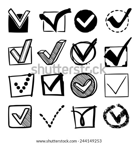 Check boxes with confirm marks checklist decorative sketch icons set isolated vector illustration