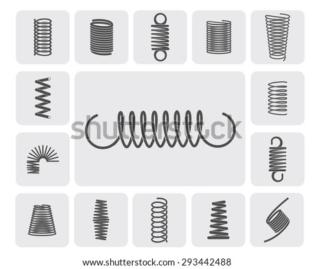 Flexible metal spiral springs flat icons set isolated vector illustration ストックフォト © 