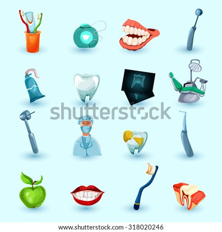 Stomatology and dental health protection decorative icons set isolated  illustration