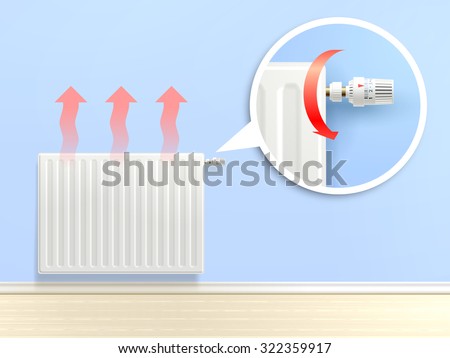Realistic heating radiator with temperature knob in zoom vector illustration ストックフォト © 