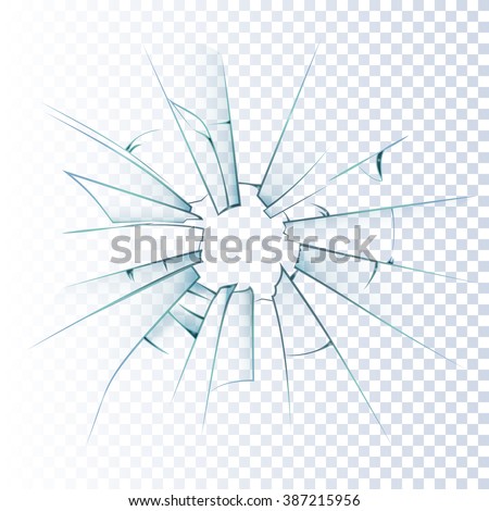 Broken frosted window pane or front door glass background decorative  realistic daylight design vector illustration 