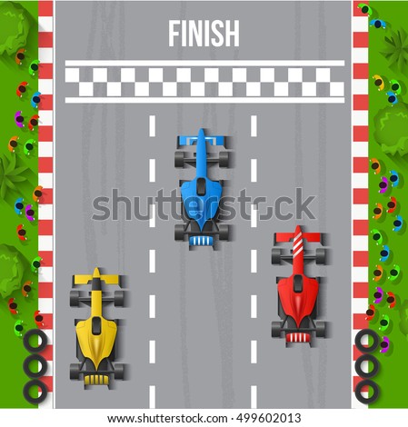 Race Finish Top View Background Vector Illustration