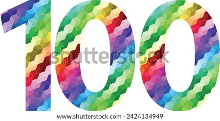 rainbow diagonal stripe colors number one hundred, vector illustration, isolated on white background.