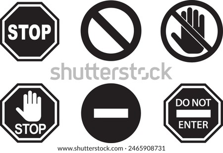 sixx black stop sign, stop symbol vector illustration.