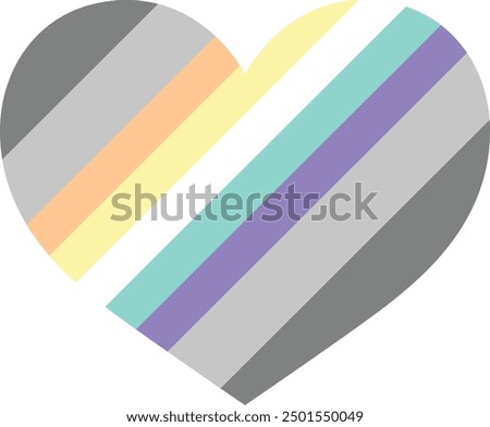 diagonal stripes color of demifaun flag in heart shape vector illustration.