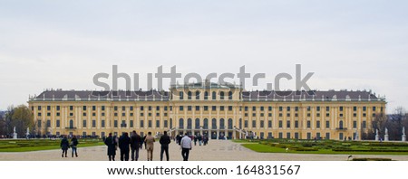 VIENNA, AUSTRIA - NOVEMBER 25, 2013 - Hundreds of people from all over the world visit the Schonbrunn Palace even during the cold winter season.