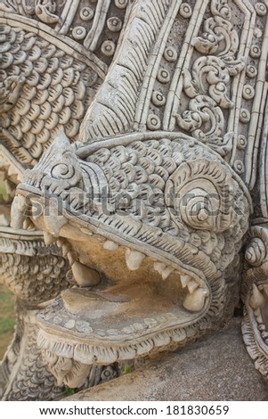 Big snake of Thai north architecture art at Lam pang