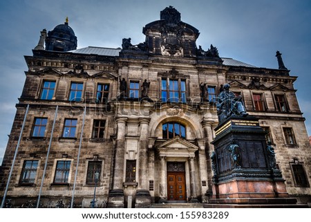 The monument to Frederick Augustus I of Saxony in front of the Court of Appeal (Oberlandesgericht) in Dresden, Germany
