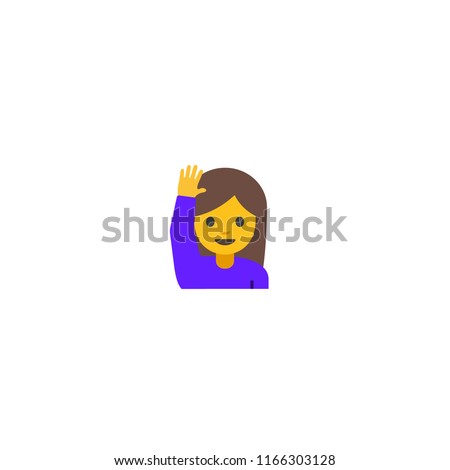 Girl with Raising Hand Vector Character