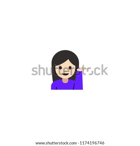 Female with Tipping Hand. Vector Flat Illustration