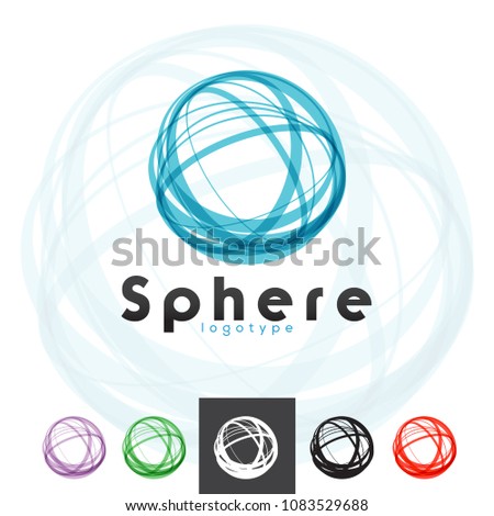 Vector Abstract Line Sphere Circle Ball Logo Icon Brand Symbol Shape Sign Corporate Identity Professional Business Company Modern Stylish Abstract Graphics