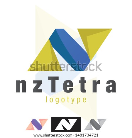Vector NZ Letters, Geometric and Symmetric Shapes Logo. Professionally designed Icon, shape, sign graphics.