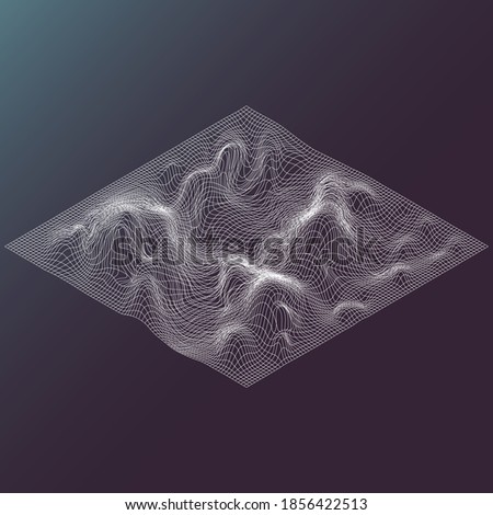 Isometric, Topographic Terrain, Abstract Line Graphics.